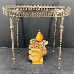 Vintage Antique Bronze Oval Side Table Base Oscar Bach Style