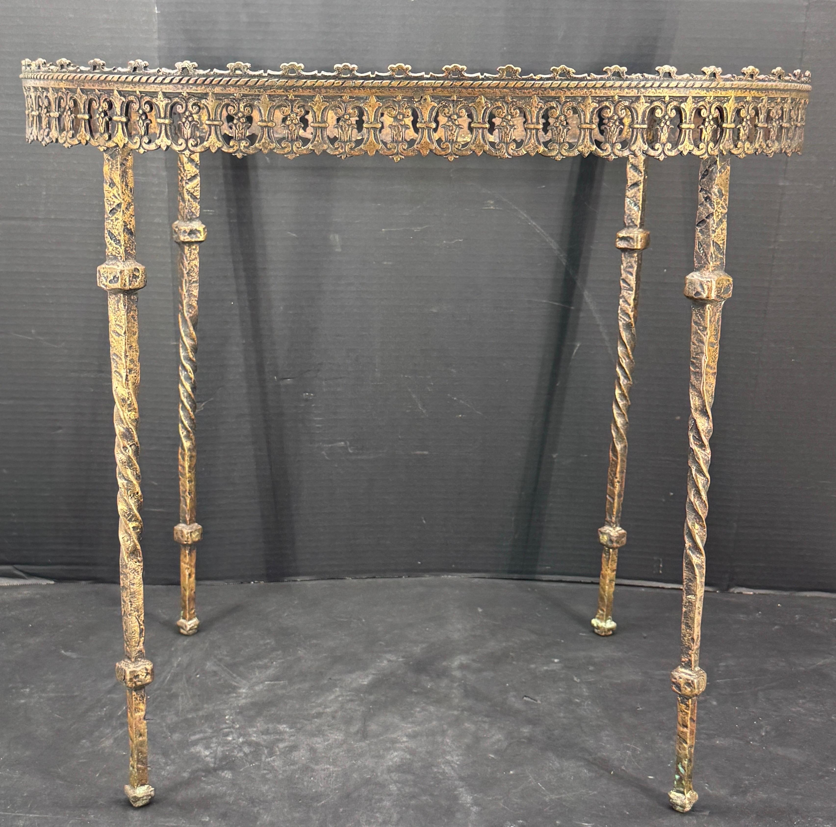 Antiker ovaler Vintage-Beistelltischsockel aus Bronze im Oscar Bach-Stil (Hollywood Regency) im Angebot