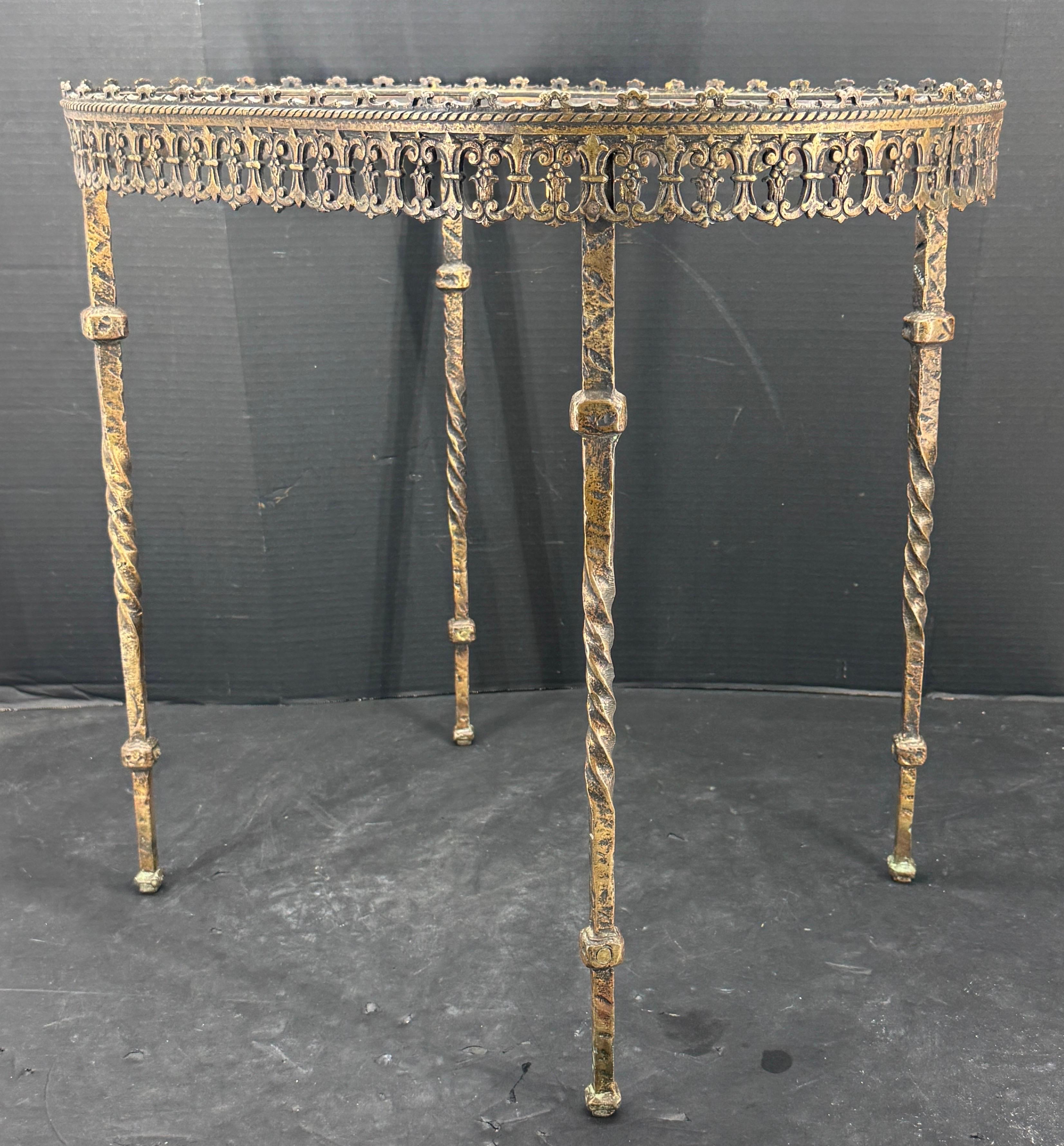 Antiker ovaler Vintage-Beistelltischsockel aus Bronze im Oscar Bach-Stil im Angebot 2