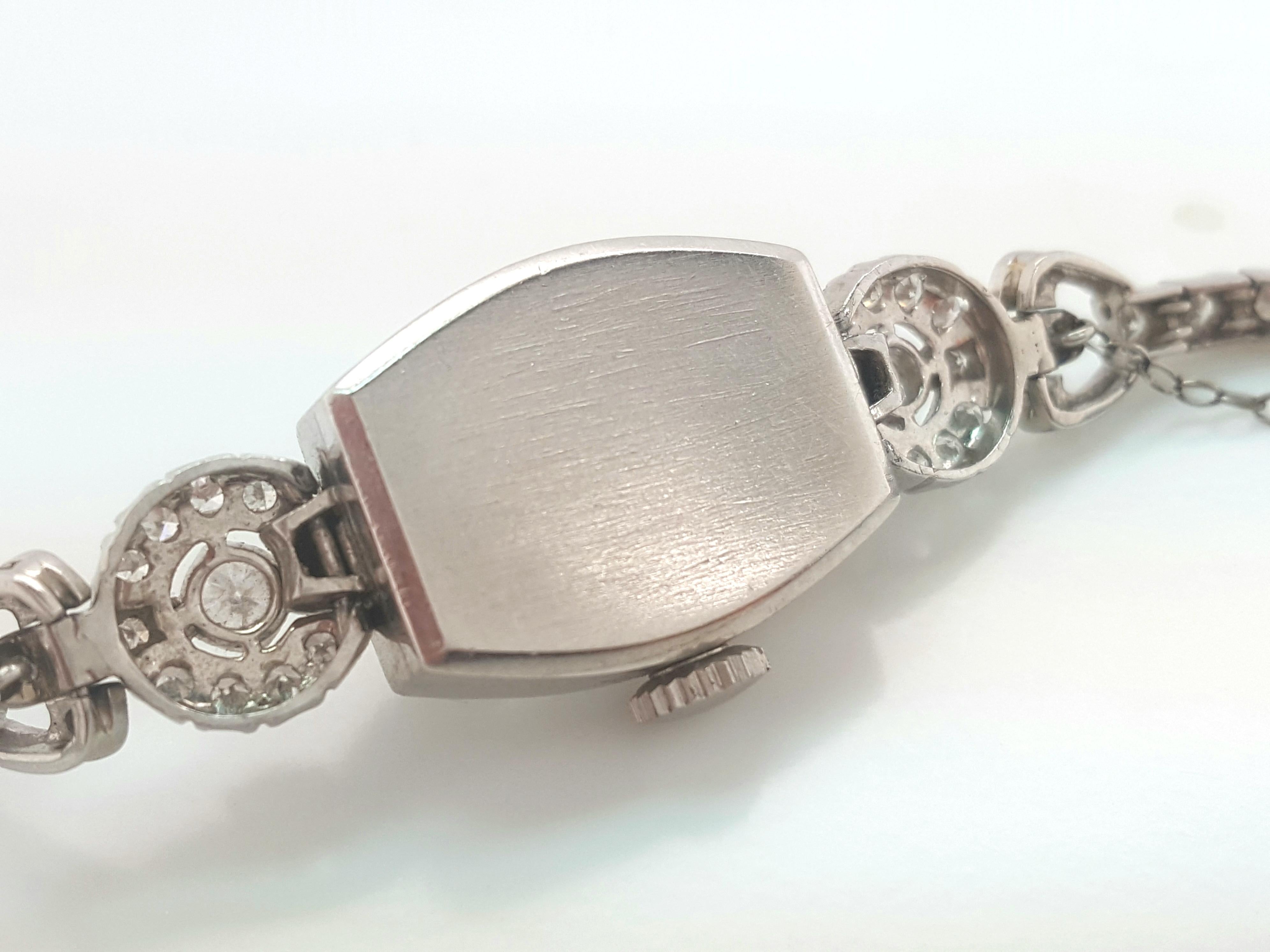 Vintage Antike Diamant Hamilton Platin Damenuhr (Art déco)