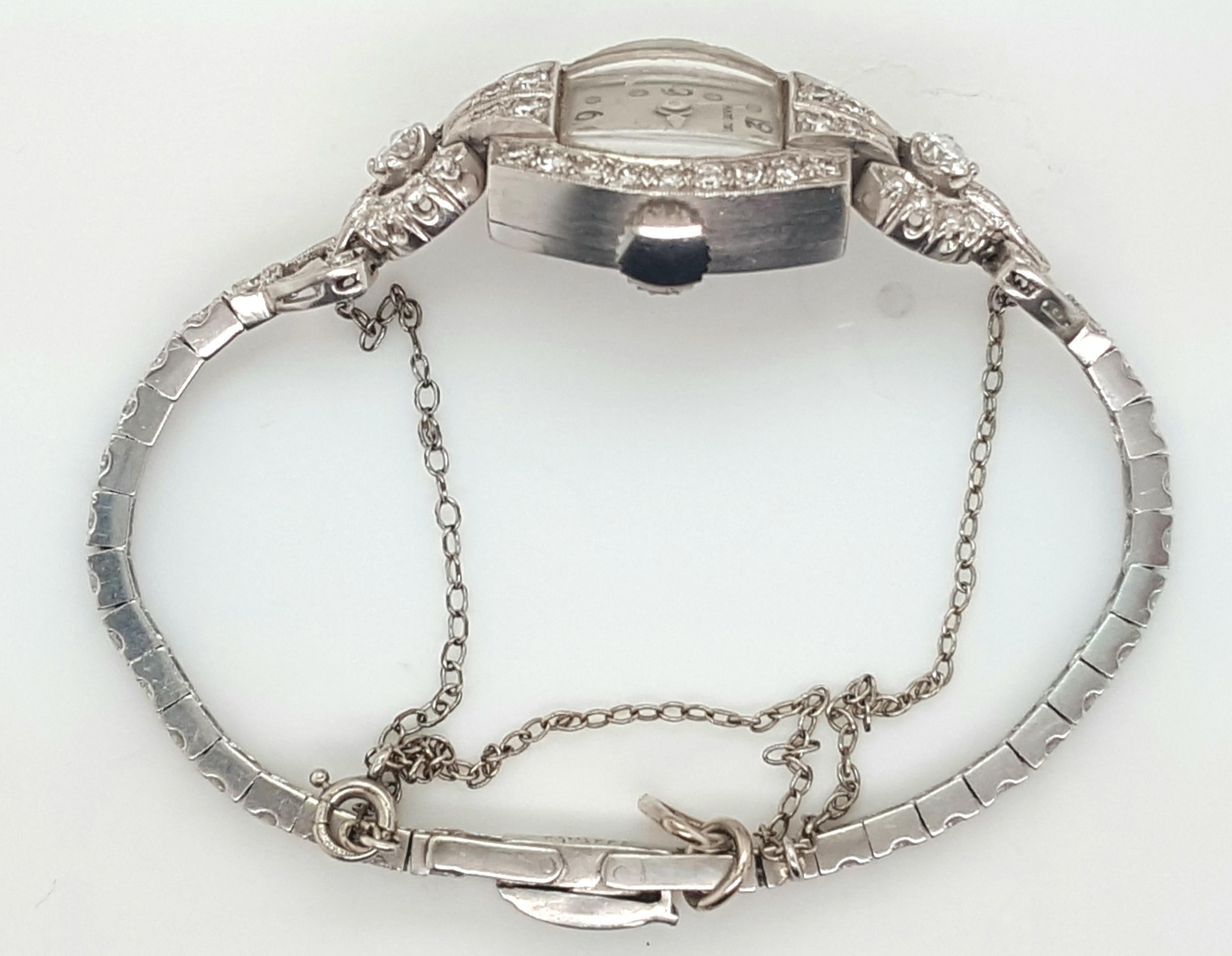 Vintage Antike Diamant Hamilton Platin Damenuhr 1