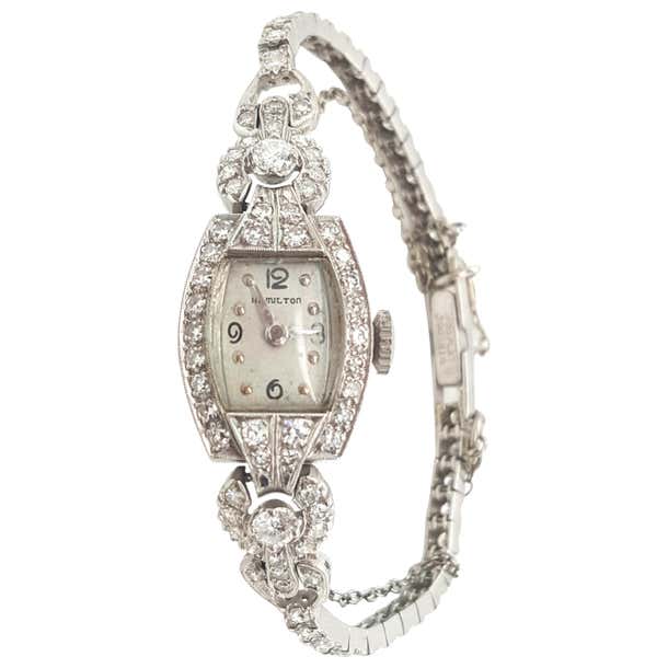 Vintage Antique Diamond Hamilton Platinum Ladies Watch at 1stDibs ...