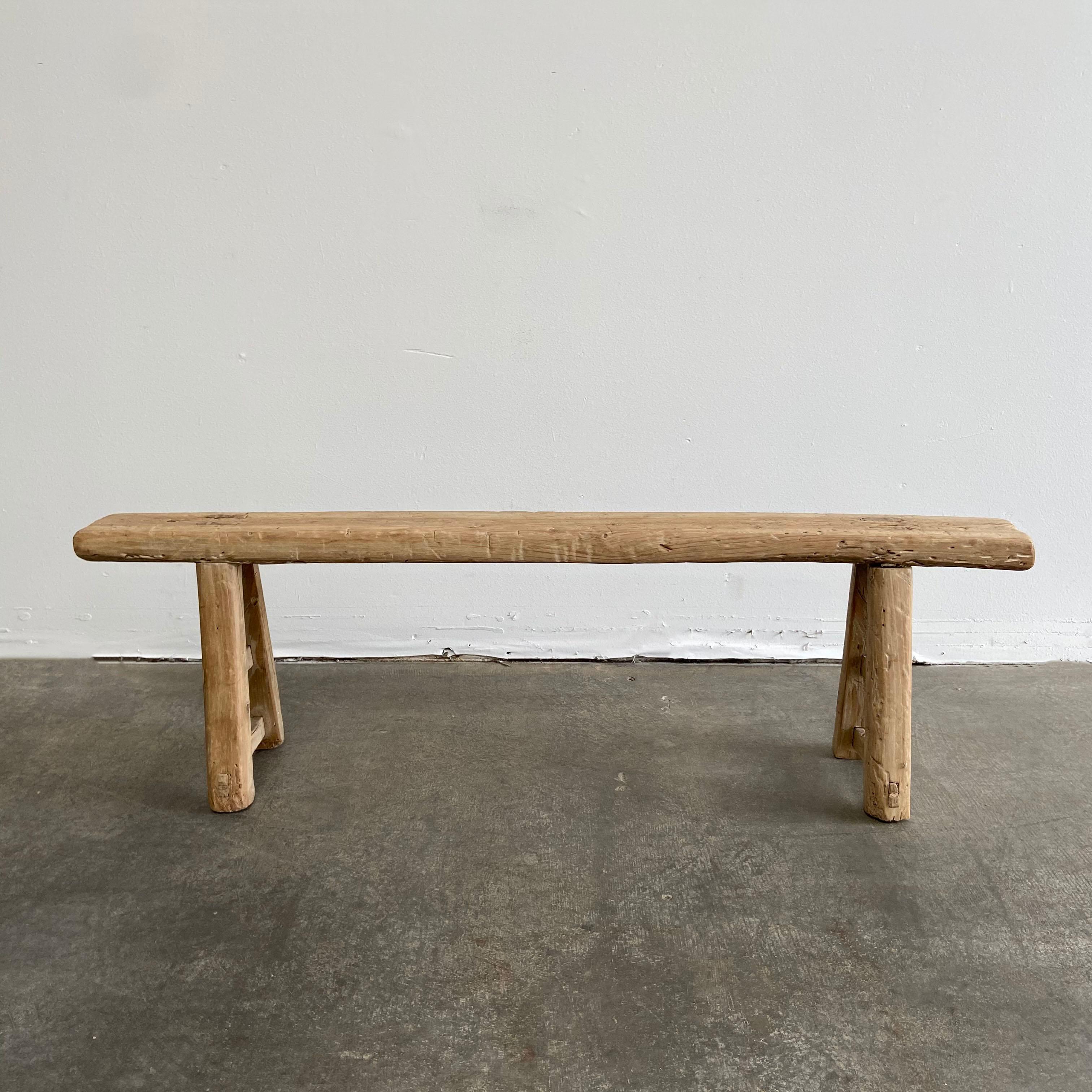 Vintage Antique Elm Wood Bench at 1stDibs