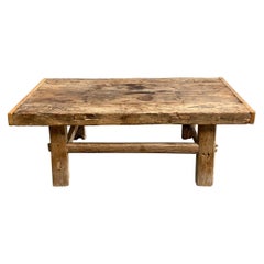 Vintage Antique Elm Wood Coffee Table
