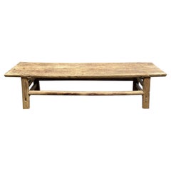 Vintage Antique Elm Wood Coffee Table or Bench