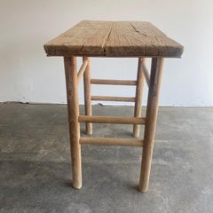 Vintage Antique Elm Wood Console Table