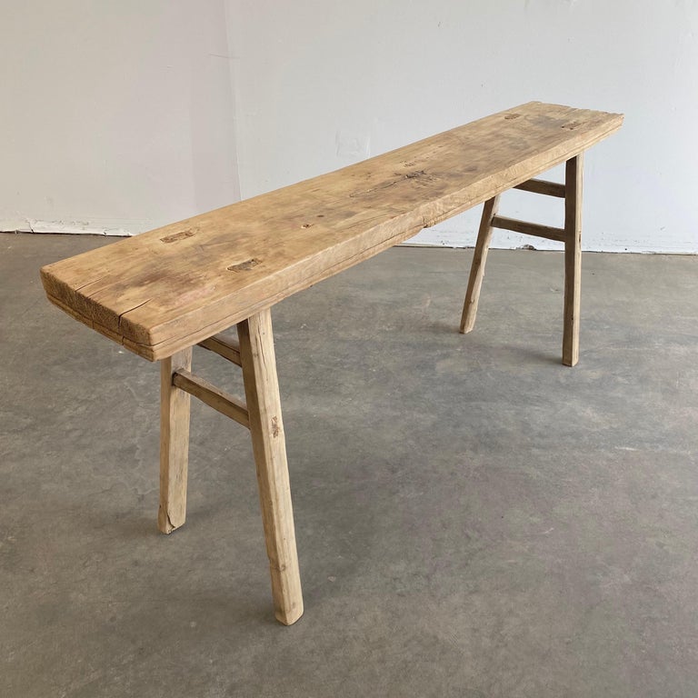 Vintage Antique Elm Wood Console Table at 1stDibs