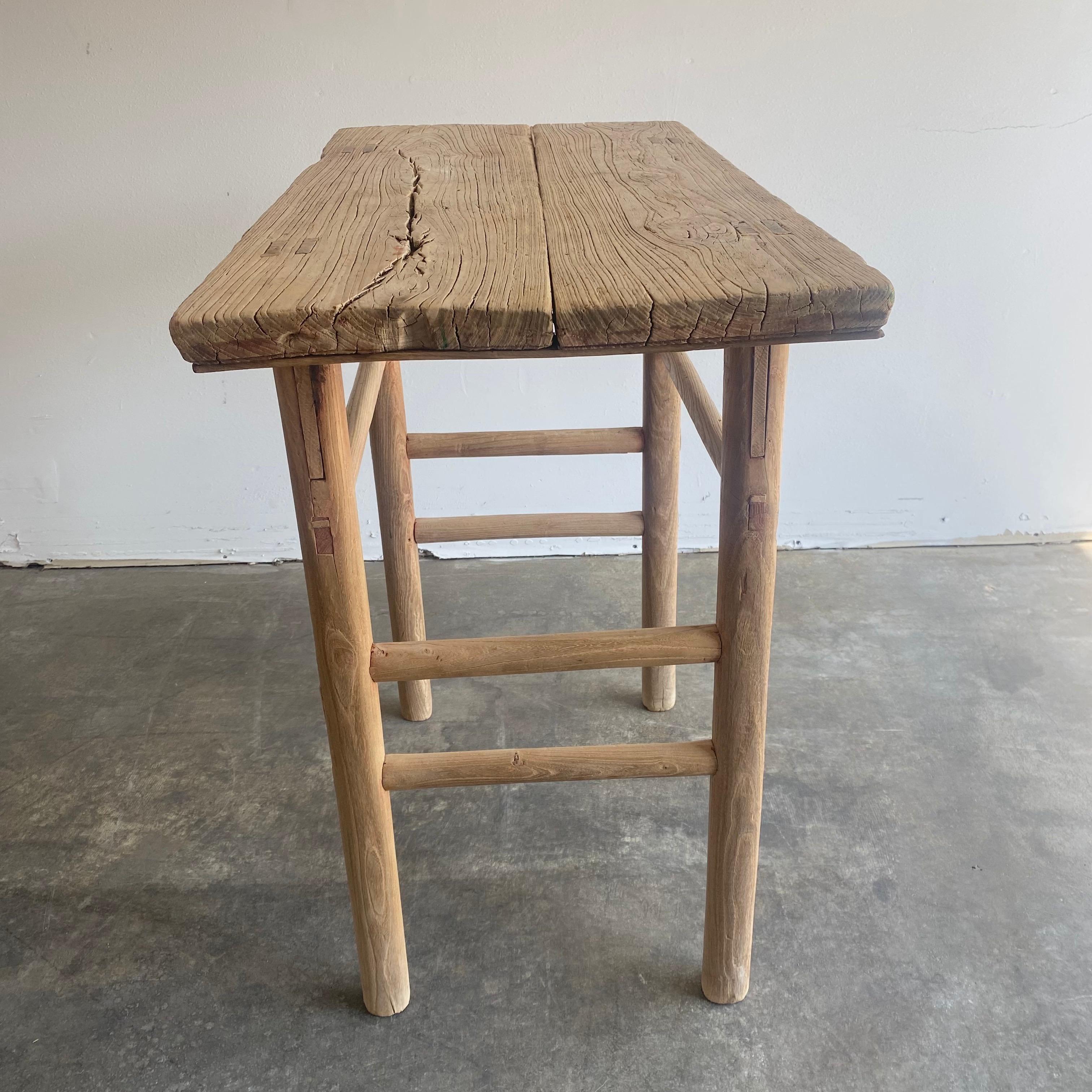 20ième siècle Table console ancienne en bois d'orme en vente