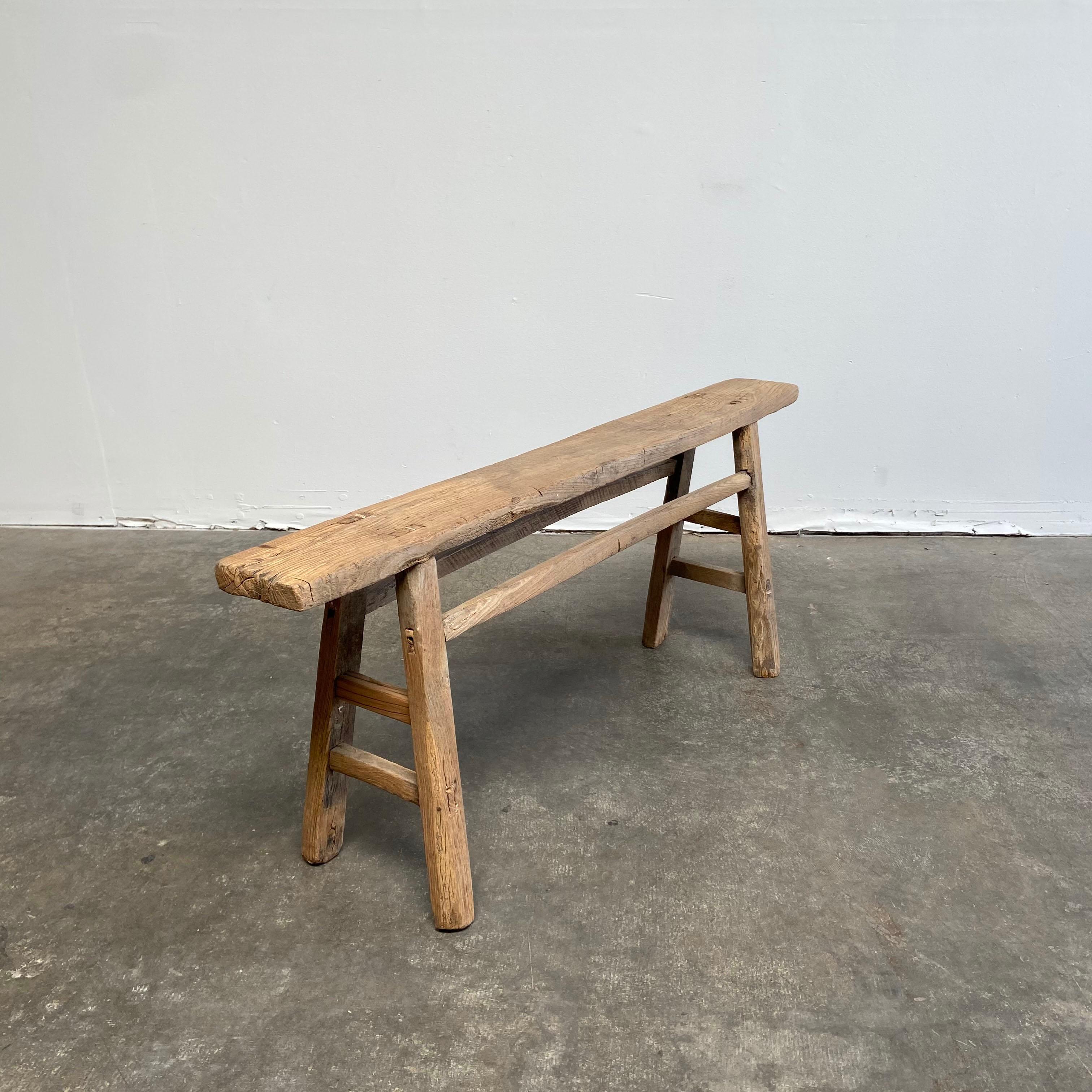Skinny bench
Vintage antique elm wood bench
These are the real vintage antique elm wood benches! Beautiful antique patina, with weathering and age, these are solid and sturdy ready for daily use, use as a table behind a sofa, stool, coffee table,