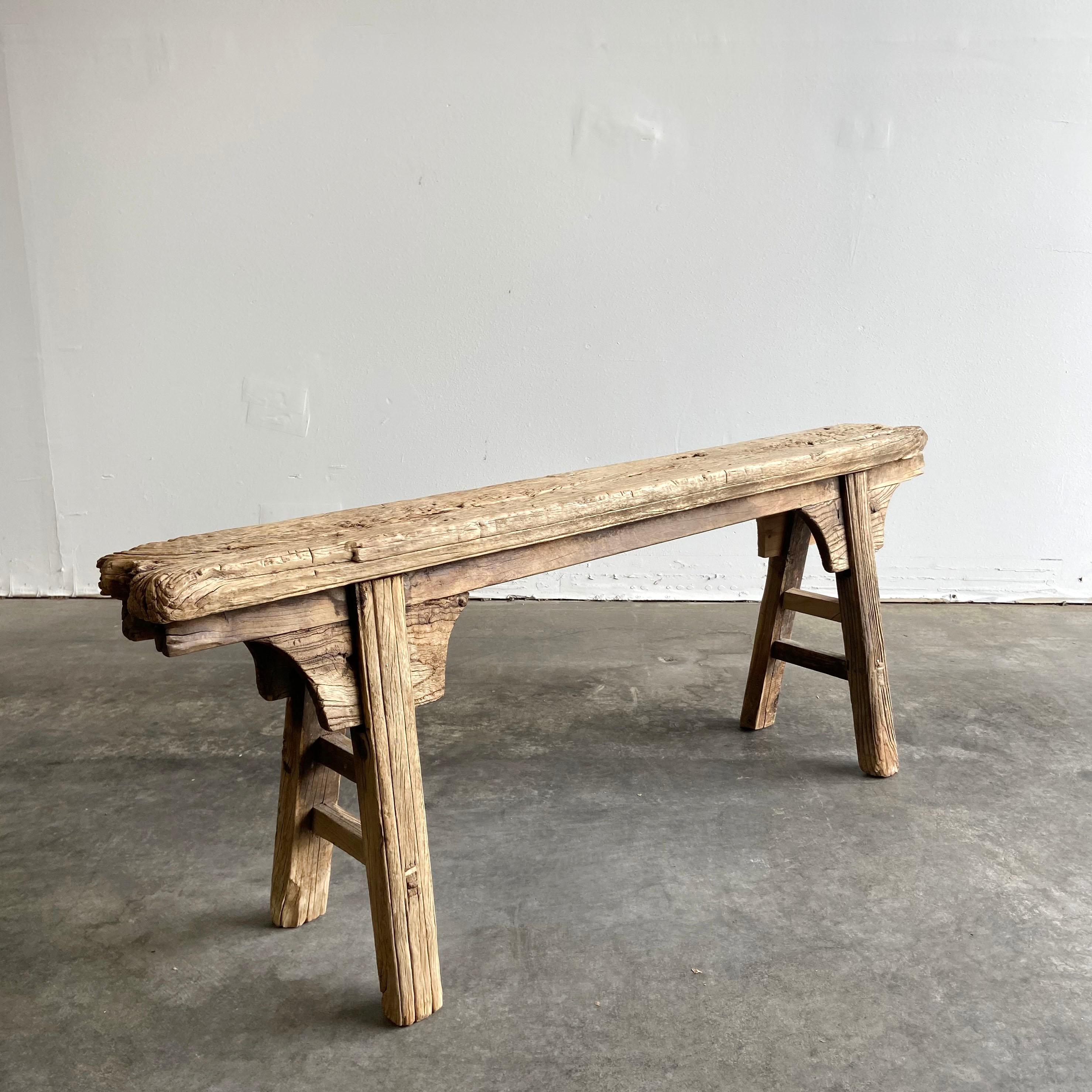 Vintage antique elm wood skinny bench.
These are the real vintage antique elm wood benches! Beautiful antique patina, with weathering and age, these are solid and sturdy ready for daily use, use as a table behind a sofa, stool, coffee table, they