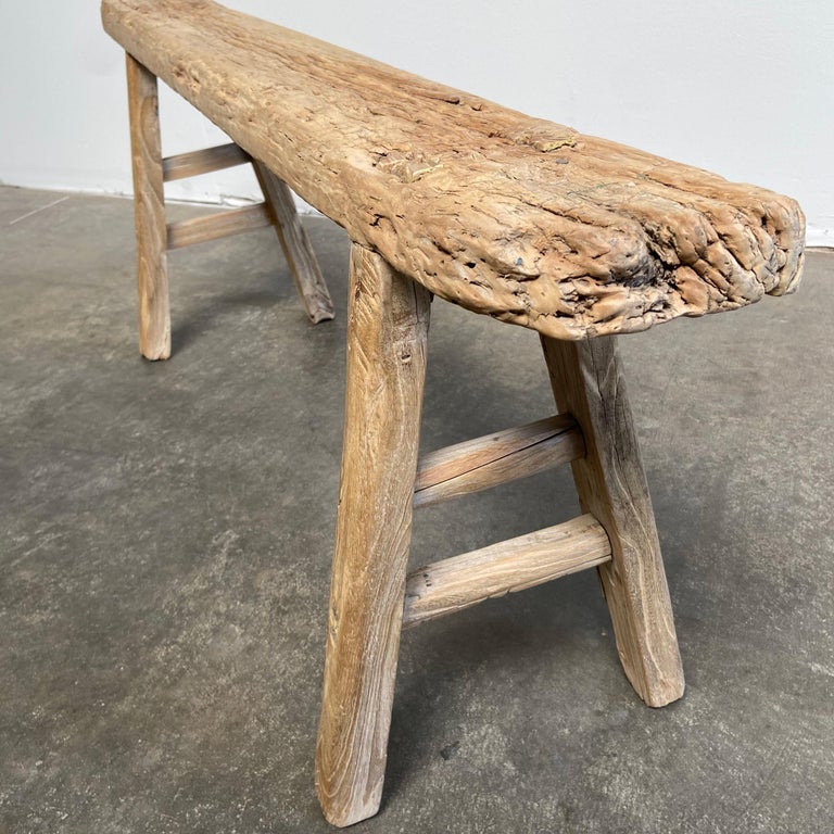 Vintage Antique Elm Wood Skinny Bench at 1stDibs skinny wood bench