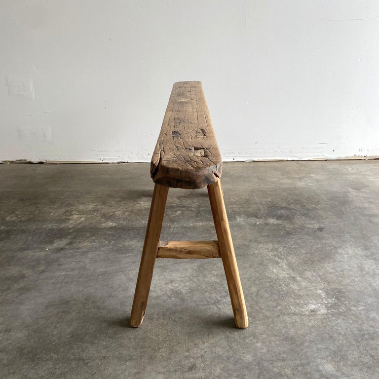 Vintage Antique Elm Wood Skinny Bench at 1stDibs skinny wood bench