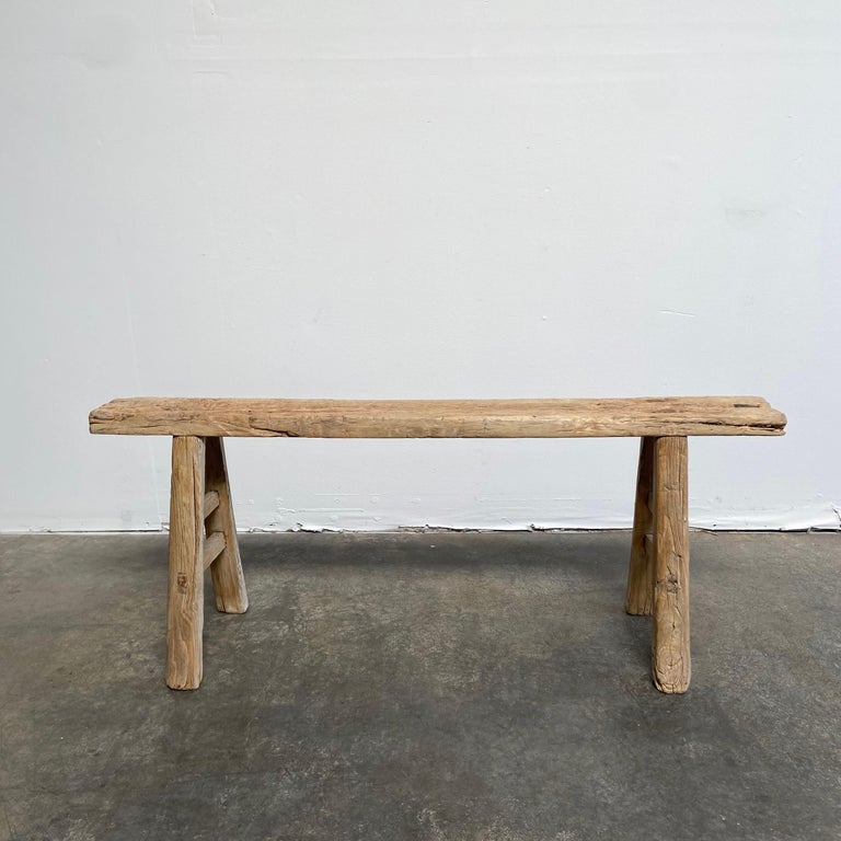 Vintage Antique Elm Wood Skinny Bench at 1stDibs skinny wood bench