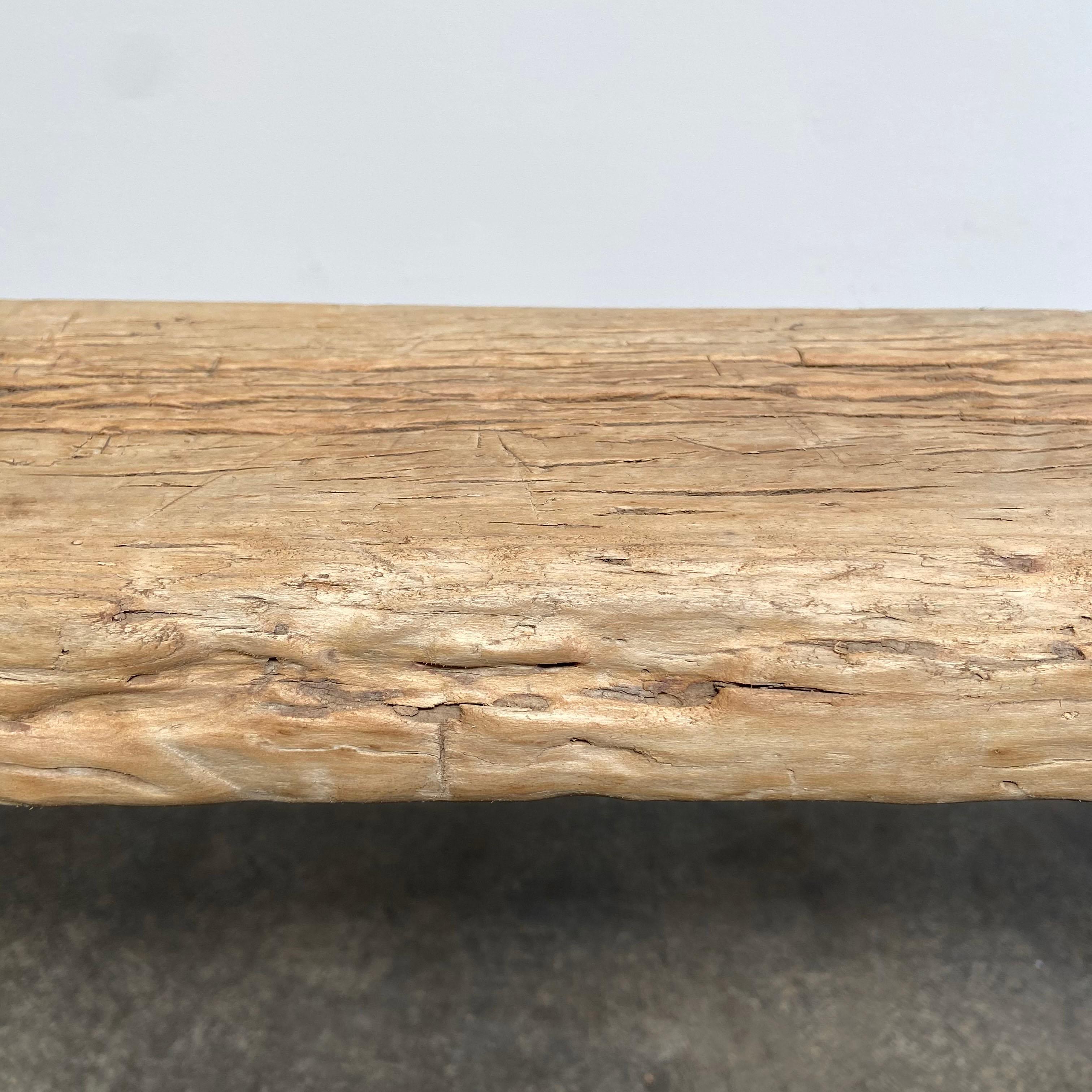 20th Century Vintage Antique Elm Wood Skinny Bench