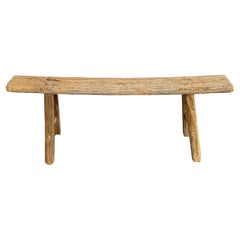 Vintage Antique Elm Wood Skinny Bench