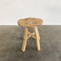 Vintage Antique Elm Wood Stool