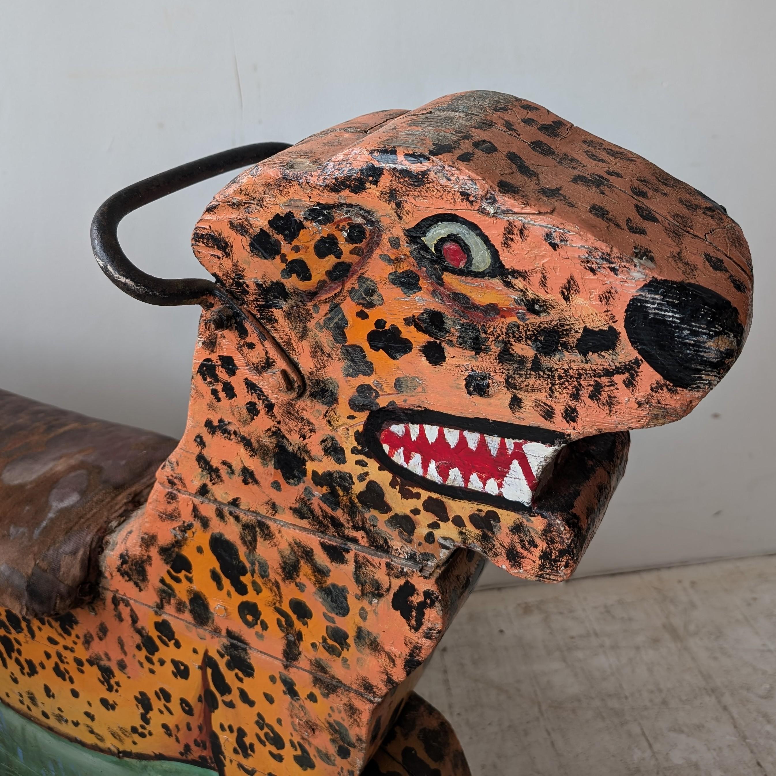 Vintage antiken Jahrmarkt Karussell gemalt Holz Leopard 1920er Jahre Orton & Spooner 3