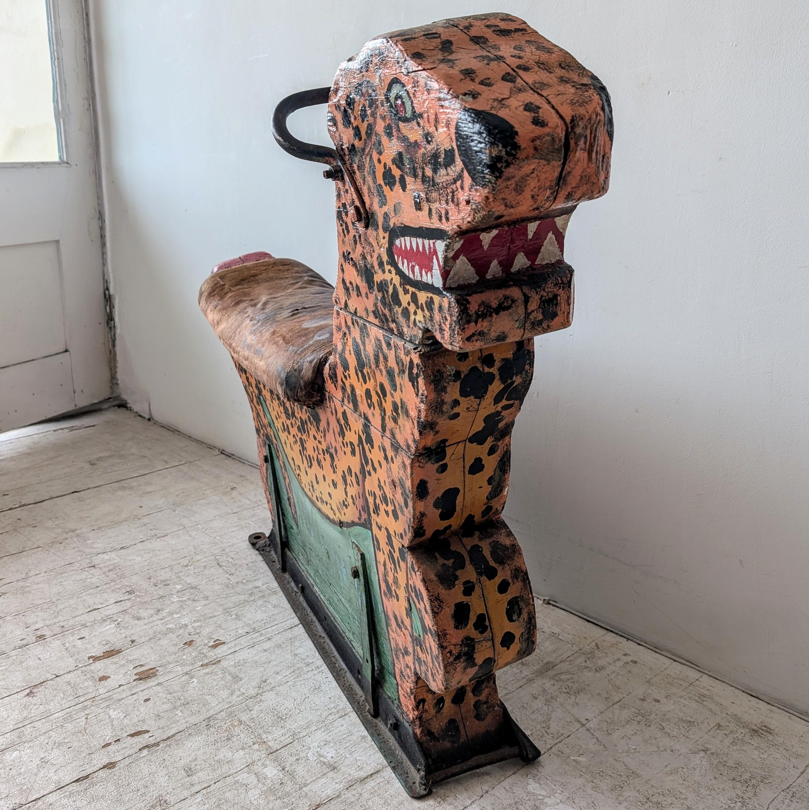 Vintage antiken Jahrmarkt Karussell gemalt Holz Leopard 1920er Jahre Orton & Spooner 4