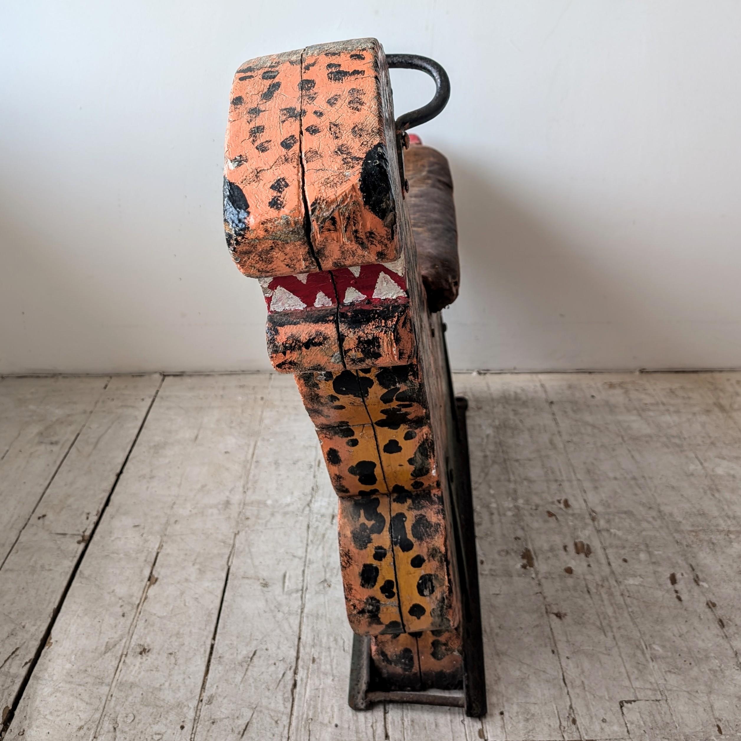 Vintage antiken Jahrmarkt Karussell gemalt Holz Leopard 1920er Jahre Orton & Spooner 5