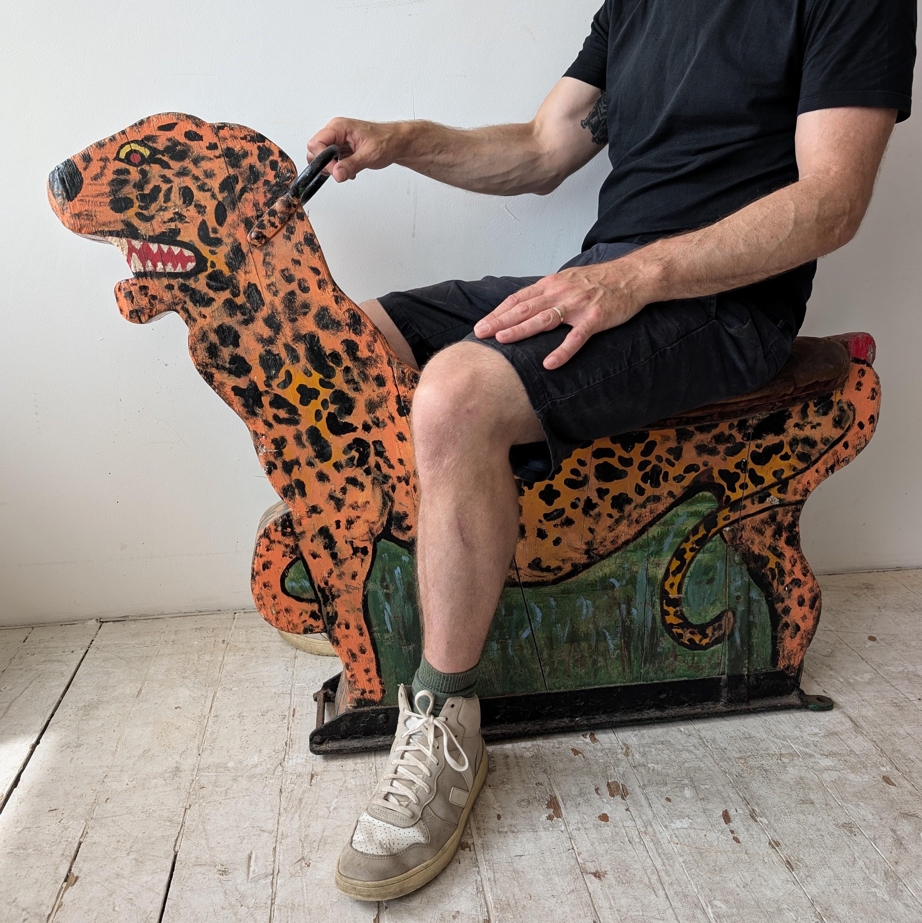 Vintage antiken Jahrmarkt Karussell gemalt Holz Leopard 1920er Jahre Orton & Spooner 6