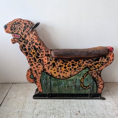 Vintage antique fairground carousel painted wood leopard 1920s Orton & Spooner