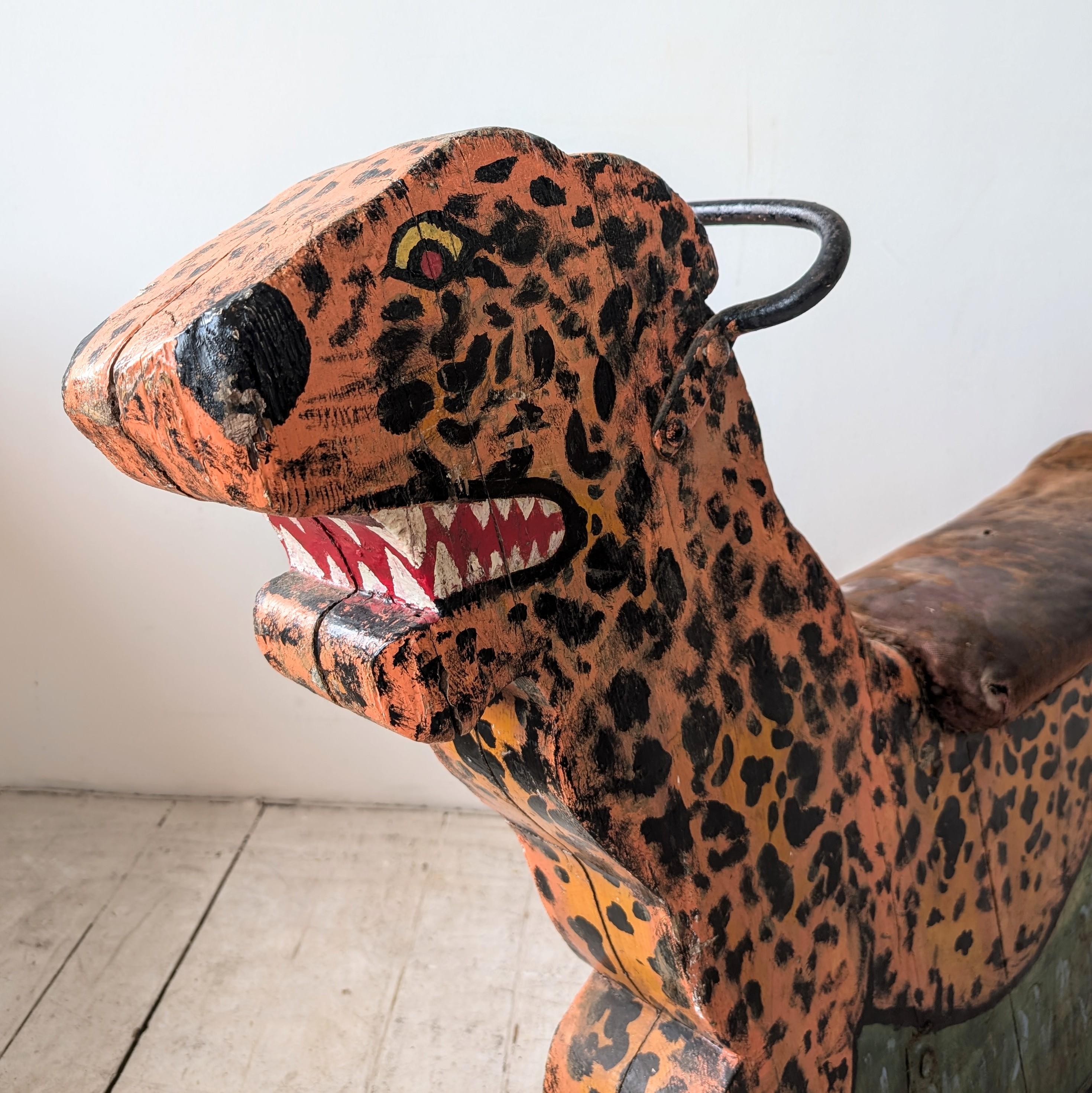 Vintage antiken Jahrmarkt Karussell gemalt Holz Leopard 1920er Jahre Orton & Spooner im Zustand „Gut“ in Hastings, GB
