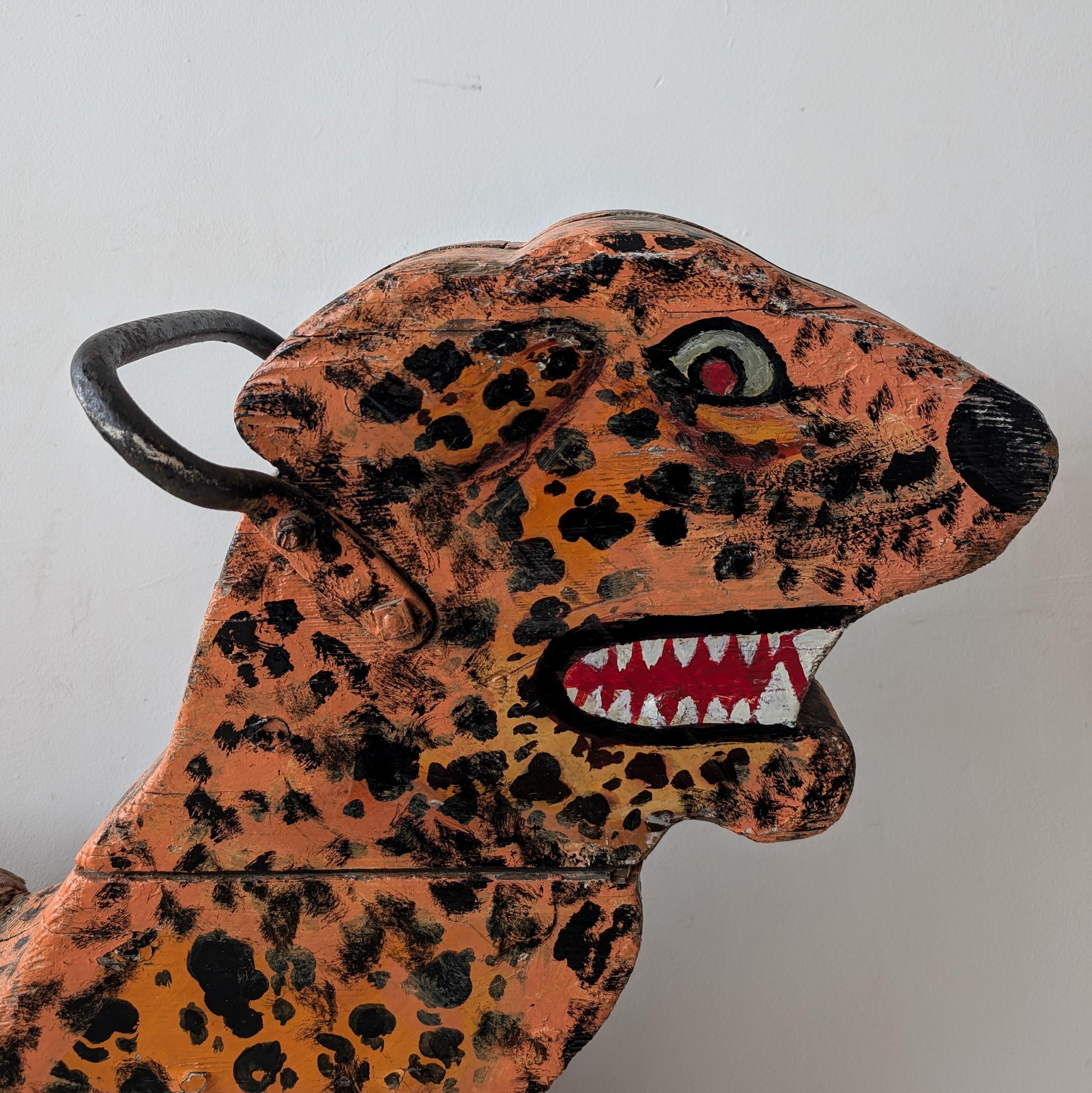 Vintage antiken Jahrmarkt Karussell gemalt Holz Leopard 1920er Jahre Orton & Spooner (20. Jahrhundert)