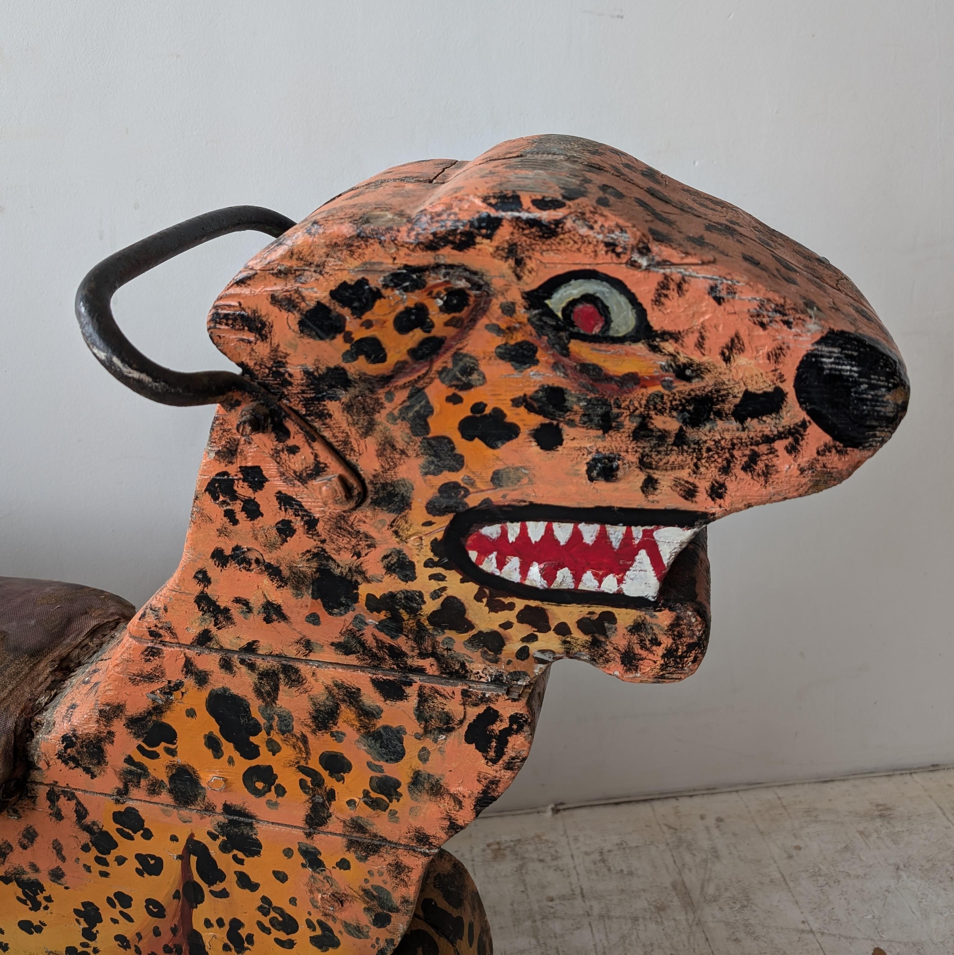 Vintage antiken Jahrmarkt Karussell gemalt Holz Leopard 1920er Jahre Orton & Spooner 2