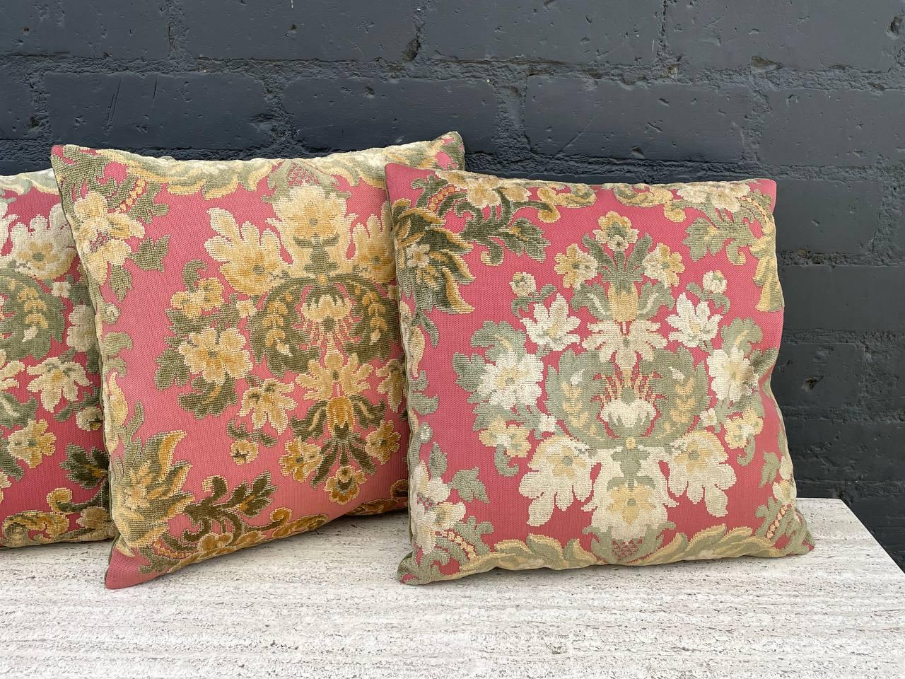 Designer: Unknwon
Country: Italy
Manufacturer: Unknown
Materials: Cotton, Linen
Style: Rococo
Year: 1950s

Vintage Antique Fortuny Decorative Textile Pillow Set 

$350 each.