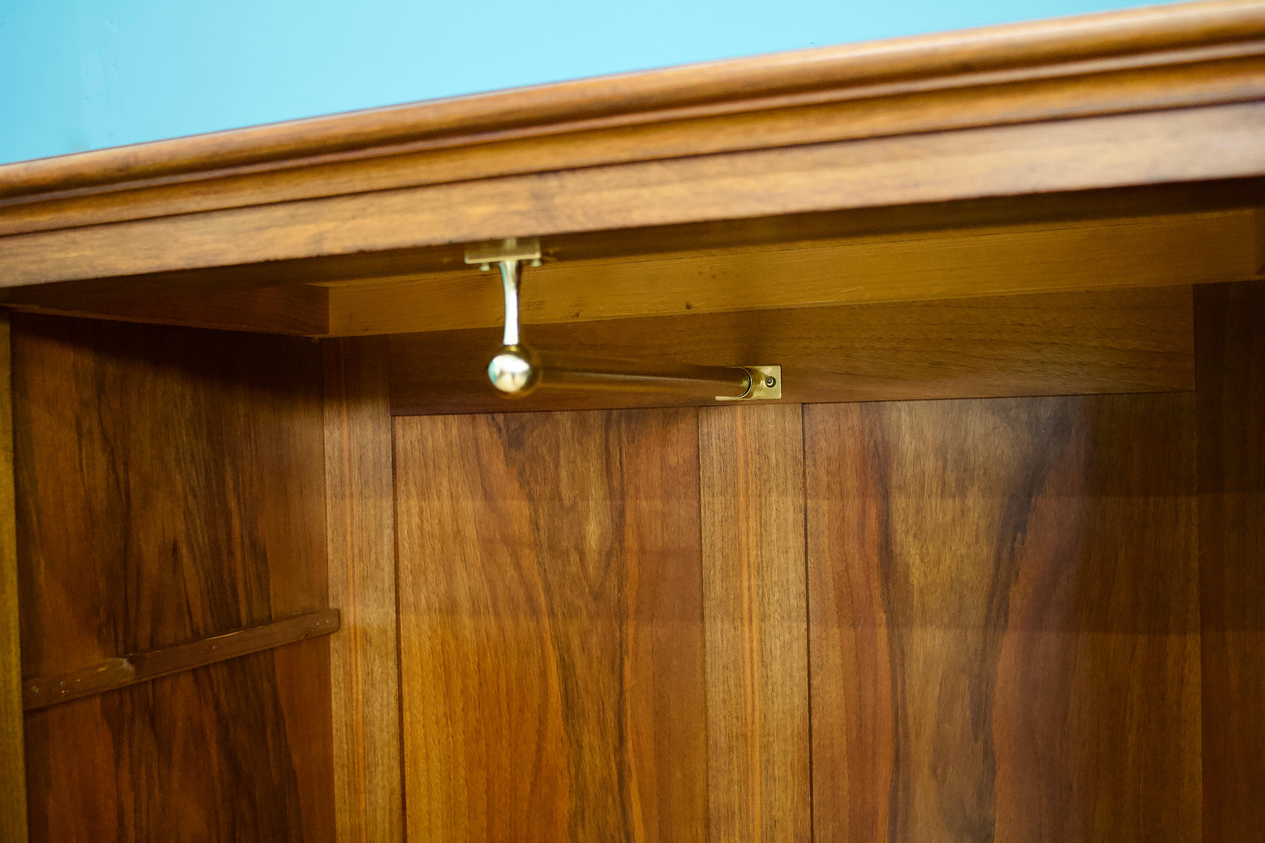Wood Vintage Antique French Walnut Compact Compactum Wardrobe Cabinet, 1900's