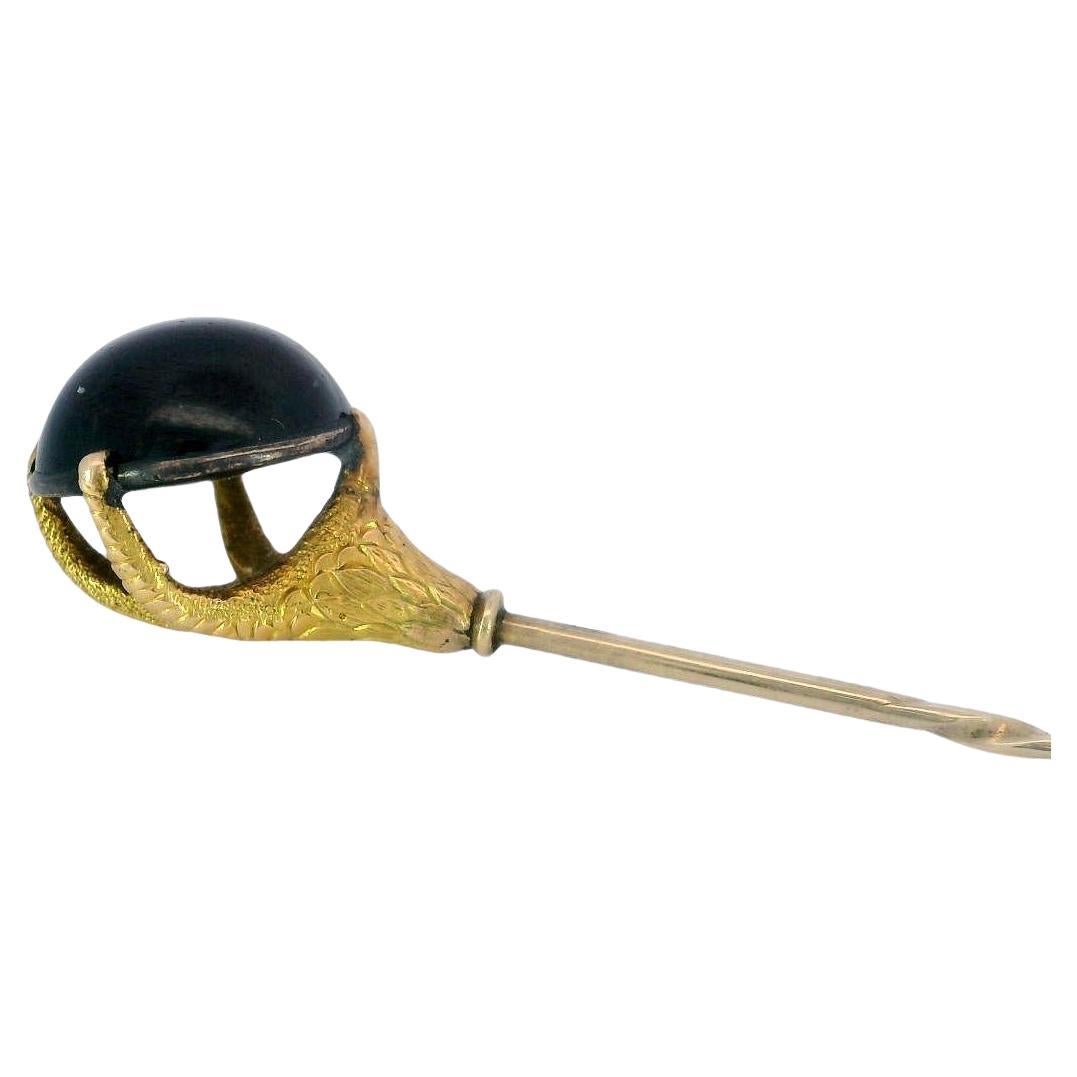Vintage Antique Dragon Claw Stick Pin in 14K Yellow Gold Garnet Center