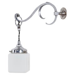 Lámpara de pared antigua de cristal opalino GEC Sconce Light c.1930