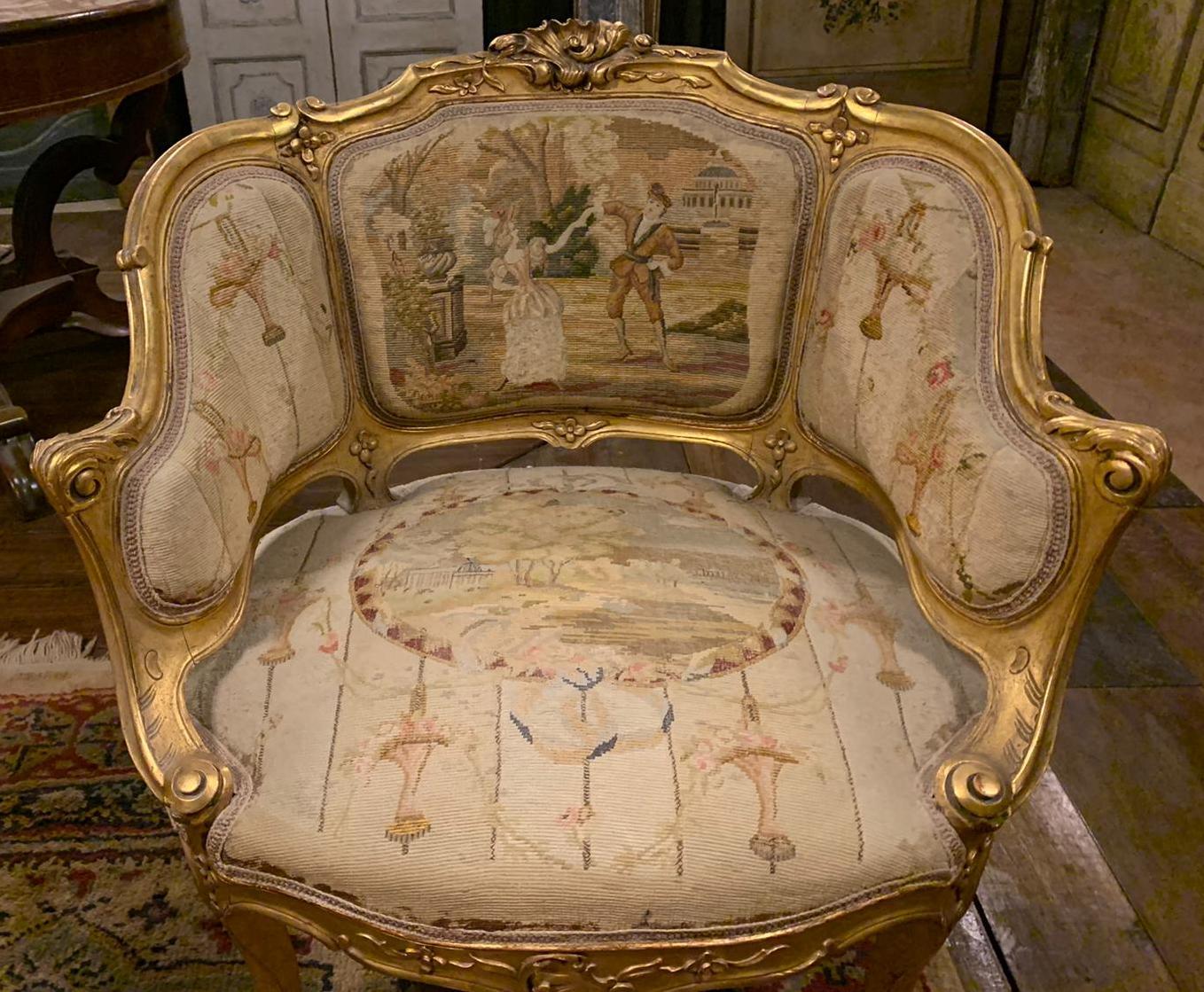 Vintage Antique Gilded Living Room Complete, Late 19th Century, Italy 10
