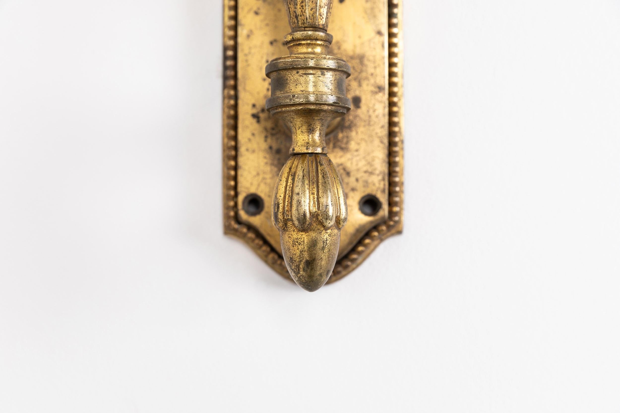 Arts and Crafts Vintage Antique Gilt Brass GEC Moonstone Bowl Wall Lamp Sconce Light c.1920