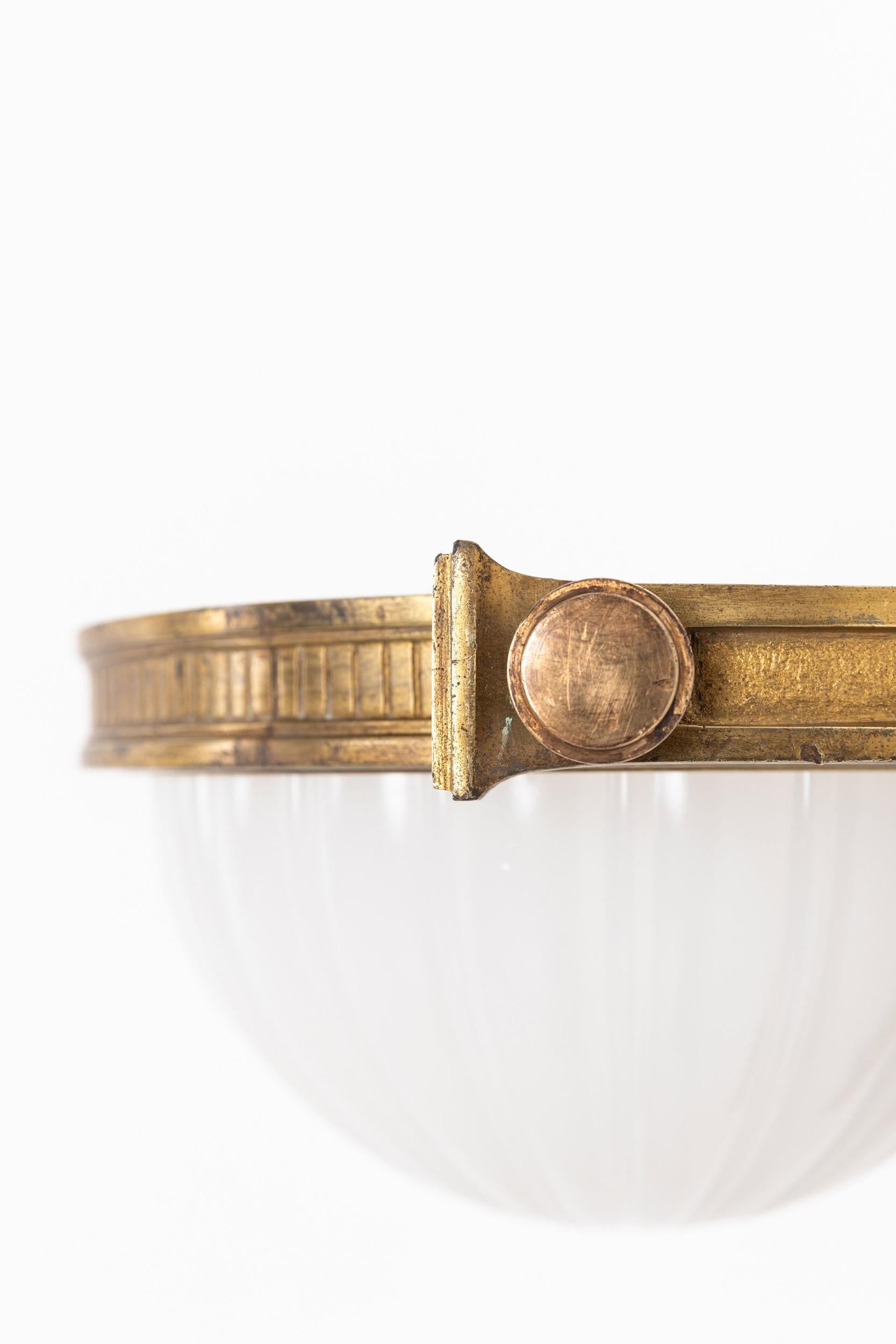 Pressed Vintage Antique Gilt Brass GEC Moonstone Bowl Wall Lamp Sconce Light c.1920
