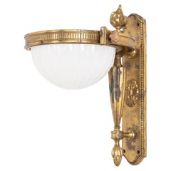 Antique Antique Gilt Brass GEC Moonstone Bowl Wall Lamp Sconce Light c.1920
