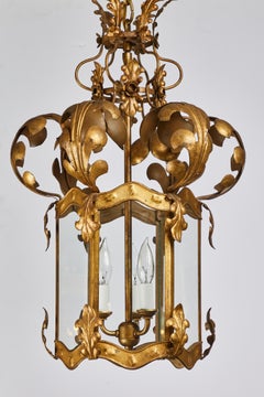 Vintage Antique Gold 'Crown' Hanging Lantern