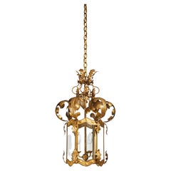 Vintage Antique Gold 'Crown' Hanging Lantern