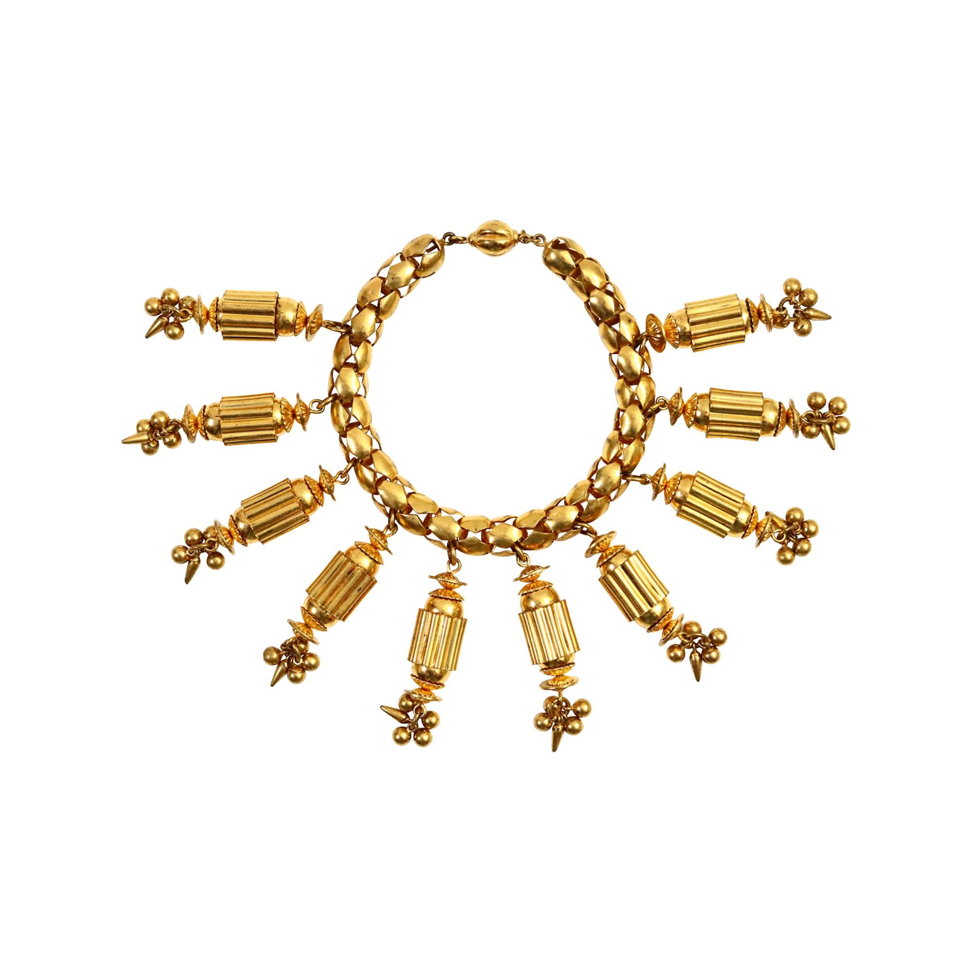 Modern Vintage Antique Gold Dangling Columns, circa 1940s For Sale