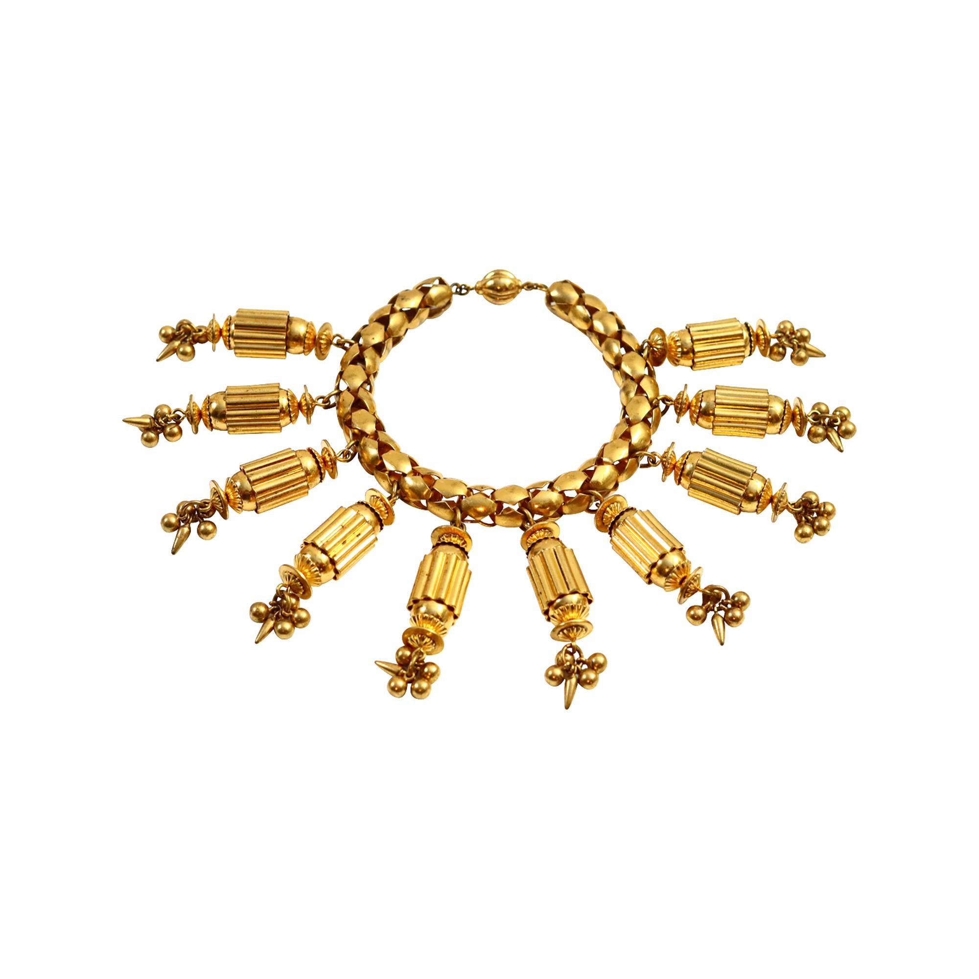 Vintage Antique Gold Dangling Columns, circa 1940s In Good Condition For Sale In New York, NY