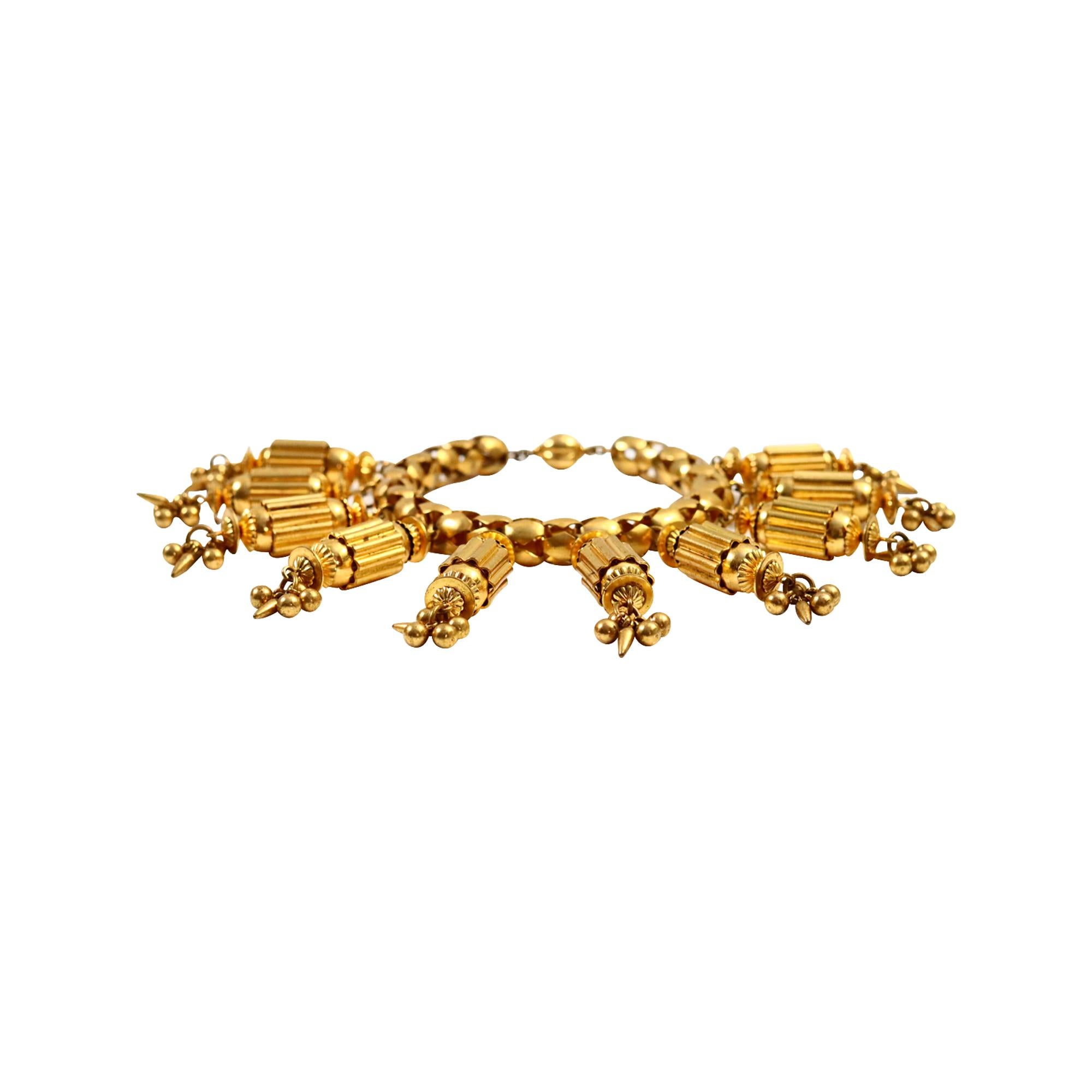Women's or Men's Vintage Antique Gold Dangling Columns, circa 1940s For Sale