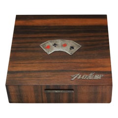 Vintage / Antique Hallmarked Wood and Silver Poker Box