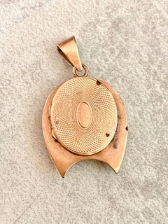Vintage Antique Hand Painted Enamel and Seed Pearl 12 Karat Rose Gold Locket