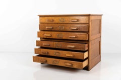 Vintage Antique Industrial Architects Oak Plan Chest of Drawer, C.1940