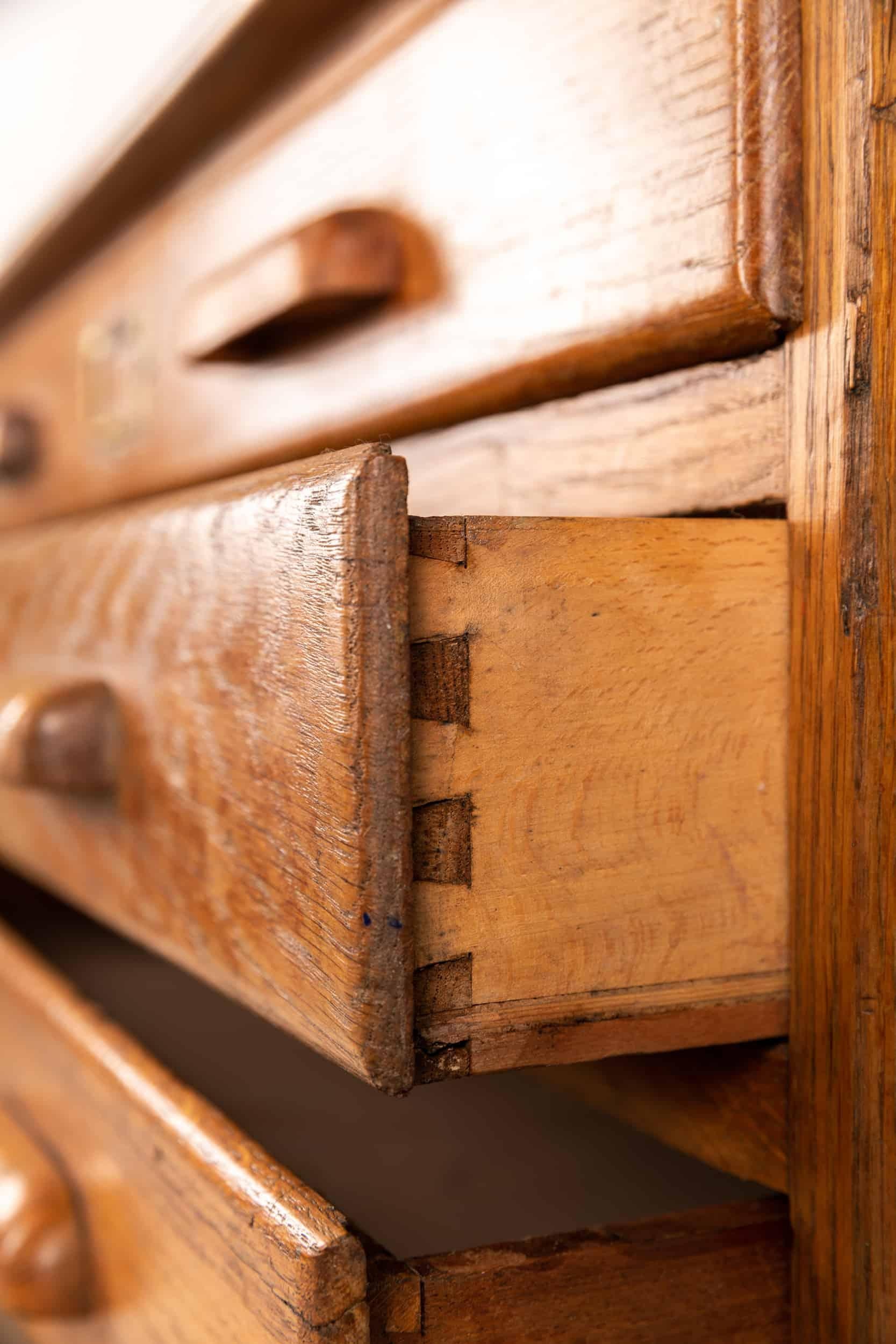 Vintage Antique Industrial Architects Oak Plan Chest of Drawer, C.1940 1