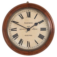 Antique Antique Industrial Early Wooden Gents of Leicester Wall Clock, c 1910