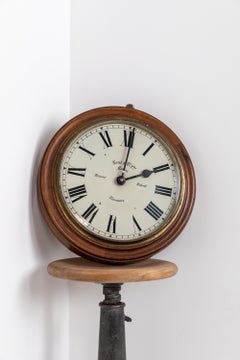 Vintage Antique Industrial Early Wooden Gents of Leicester Wall Clock, c.1910