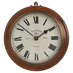 Vintage Antique Industrial Early Wooden Gents of Leicester Wall Clock, c 1910