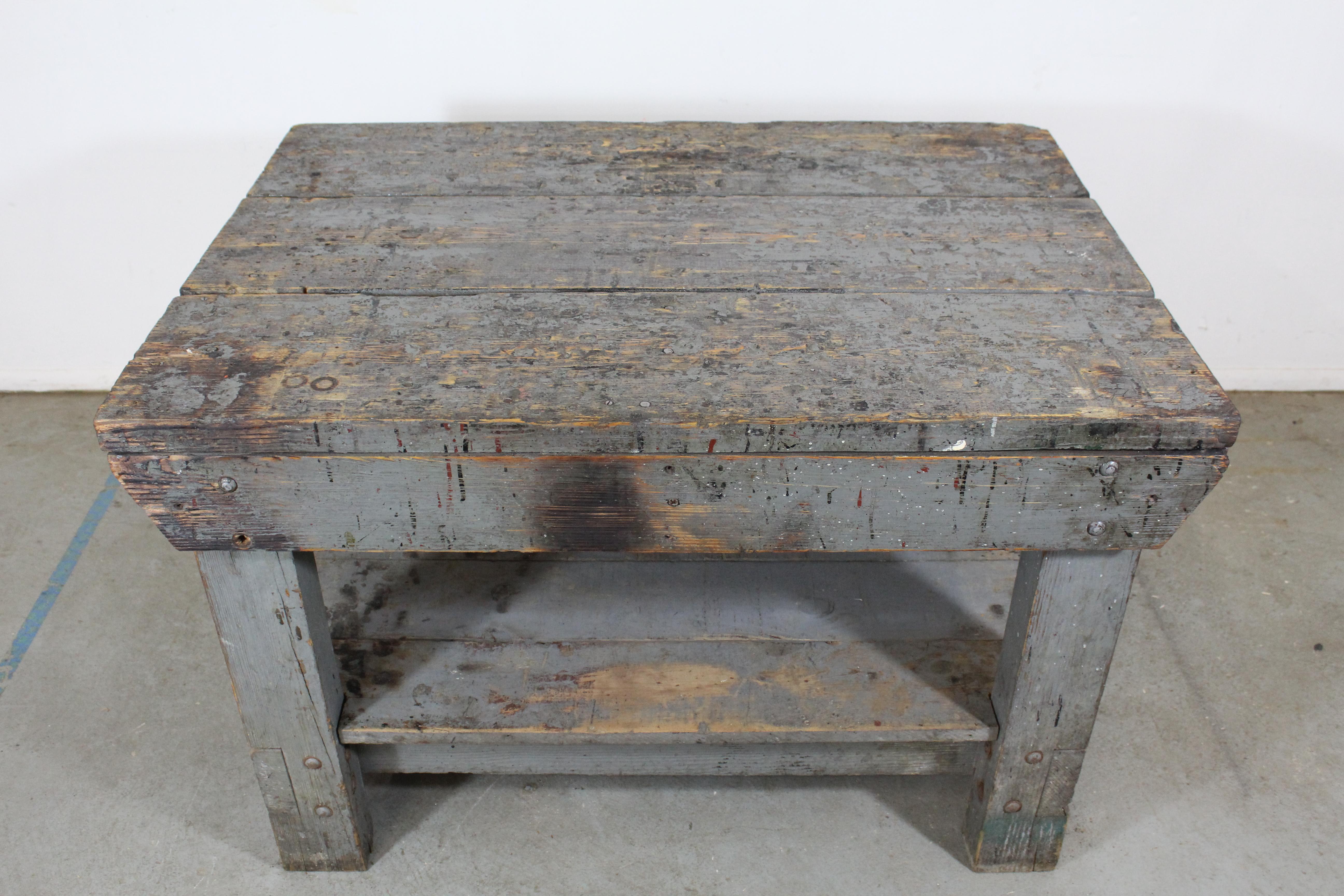 20th Century Vintage/Antique Industrial Primitive Workbench Table/Island, circa 1930s
