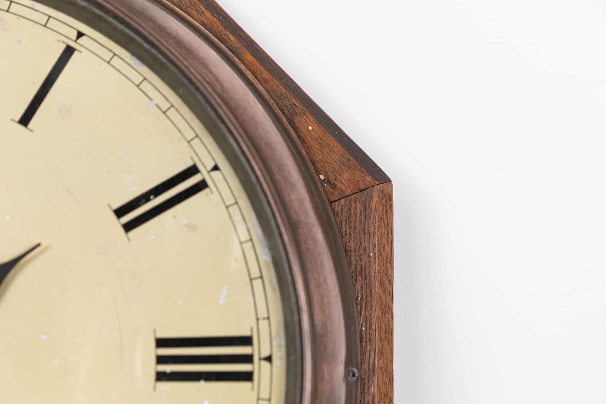 Vintage Antique Industrial Wooden& Copper T.M.C Wall Clock, c 1930 In Fair Condition In London, GB
